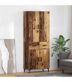 vidaXL Highboard Old Wood 69.5 x 34 x 180 cm Engineered Wood — Model: 2 doors 2 drawers — V0671967907