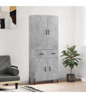 vidaXL Highboard Concrete Grey 69.5x34x180 cm Engineered Wood — Model: 2 doors 2 drawers — V0671967914