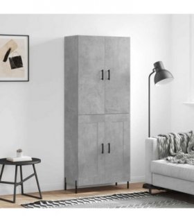 vidaXL Highboard Concrete Grey 69.5x34x180 cm Engineered Wood — Model: 2 wood doors — V0671967920