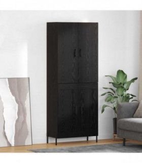vidaXL Highboard Black Oak 69.5 x 34 x 180 cm Engineered Wood — Model: 2 wood doors — V0671967923