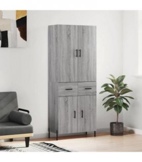 vidaXL Highboard Grey Sonoma 69.5x34x180 cm Engineered Wood — Model: 2 doors 2 drawers — V0671967924