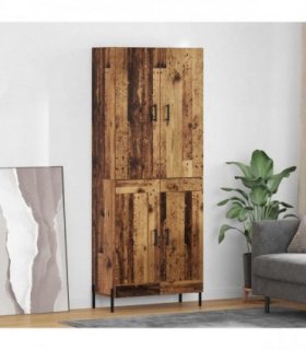 vidaXL Highboard Old Wood 69.5 x 34 x 180 cm Engineered Wood — Model: 2 wood doors — V0671967930