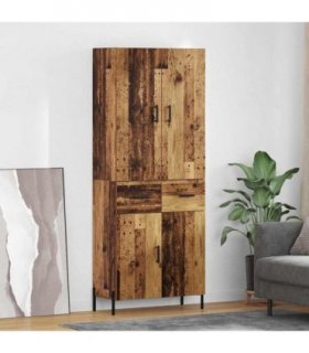 vidaXL Highboard Old Wood 69.5 x 34 x 180 cm Engineered Wood — Model: 2 doors 2 drawers — V0671967943