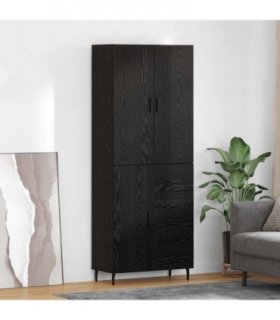 vidaXL Highboard with Drawer 2 pcs Black oak Engineered Wood and Glass — Model: 1 door 3 drawers
