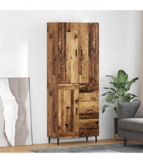 vidaXL Highboard with Drawer 2 pcs Old Wood Engineered Wood and Glass — Model: 1 wood door 3 drawers