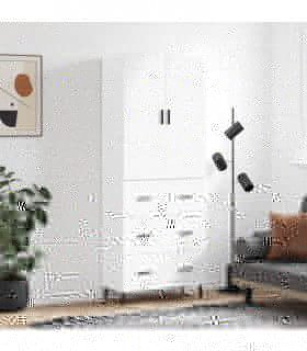 vidaXL Highboard White 69.5x34x180 cm Engineered Wood — Model: 3 drawers — V0671967955
