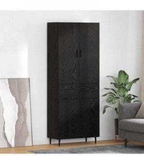 vidaXL Highboard with Drawer 2 pcs Black oak Engineered Wood and Glass — Model: 2 doors 2 drawers