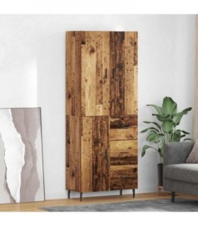 vidaXL Highboard with Drawer 2 pcs Old Wood Engineered Wood and Glass — Model: 1 door 3 drawers