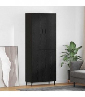 vidaXL Highboard 2 pcs Black oak Engineered Wood and Glass — Model: 2 doors