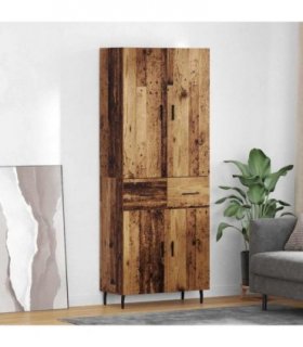 vidaXL Highboard with Drawer 2 pcs Old Wood Engineered Wood and Glass — Model: 2 doors 2 drawers