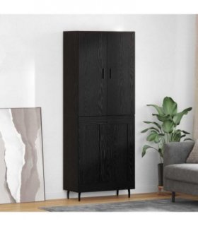 vidaXL Highboard 2 pcs Black oak Engineered Wood and Glass — Model: 2 wood doors