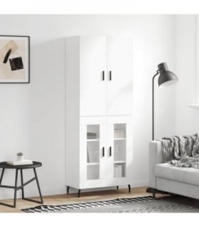 vidaXL Highboard White 69.5x34x180 cm Engineered Wood — Model: 2 glass doors — V0671967987