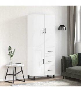 vidaXL Highboard White 69.5x34x180 cm Engineered Wood — Model: 1 wood door 3 drawers — V0671968004