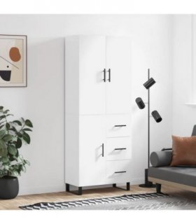vidaXL Highboard White 69.5x34x180 cm Engineered Wood — Model: 1 door 3 drawers — V0671968016
