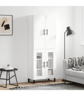 vidaXL Highboard White 69.5x34x180 cm Engineered Wood — Model: 2 glass doors — V0671968027
