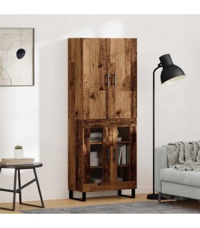 vidaXL Highboard 2 pcs Old Wood 69.5 x 34 x 180 cm — Model: 2 glass doors