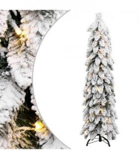vidaXL Artificial Pre-lit Christmas Tree with 80 LEDs and Flocked Snow 150 cm — Colour: white
