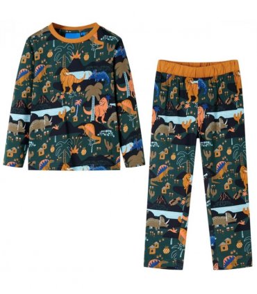Kids' Pyjamas with Long Sleeves Dark Green 104 — Size: 104 (3-4y)