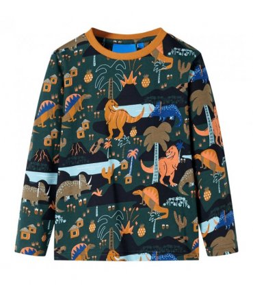 Kids' Pyjamas with Long Sleeves Dark Green 104 — Size: 104 (3-4y)
