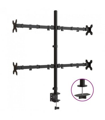 vidaXL Monitor Mount Black Steel VESA 75/100 mm — Model: quad