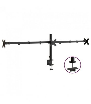 vidaXL Triple Monitor Stand Black Steel VESA 75/100 mm