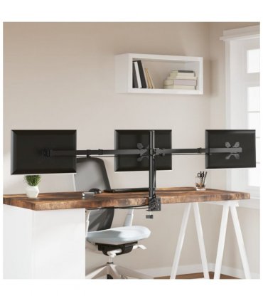 vidaXL Triple Monitor Stand Black Steel VESA 75/100 mm