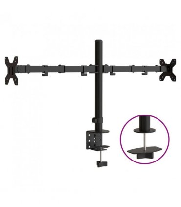 vidaXL Dual Monitor Stand Black Steel VESA 75/100 mm