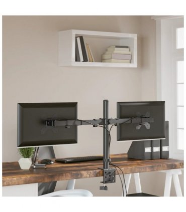 vidaXL Dual Monitor Stand Black Steel VESA 75/100 mm