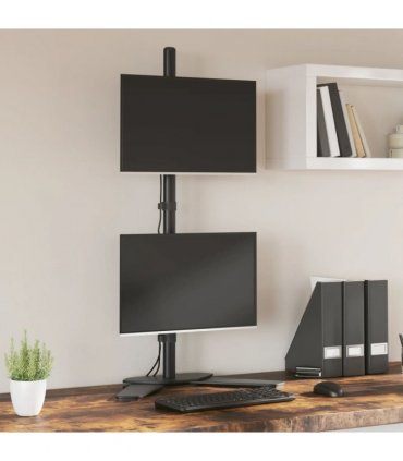 vidaXL Dual Monitor Stand Black Steel VESA 75/100 mm — Model: dual (without arm) — V0671971496