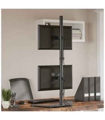 vidaXL Dual Monitor Stand Black Steel VESA 75/100 mm — Model: dual (without arm) — V0671971496