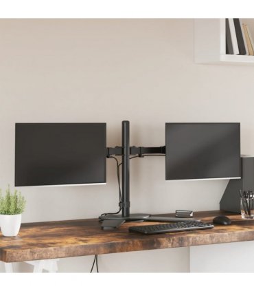 vidaXL Dual Monitor Stand Black Steel VESA 75/100 mm — V0671971497