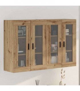 vidaXL Wall Mounted Cabinets 2 pcs Artisan oak 69.5 x 34 x 90 cm — Model: Groove black