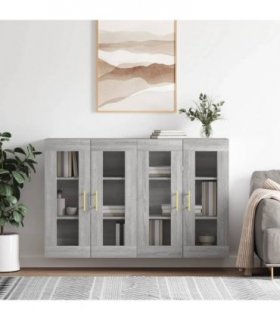 vidaXL Wall Mounted Cabinets 2 pcs Grey Sonoma Engineered Wood — Model: tube gold
