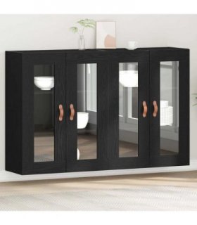 vidaXL Wall Cabinets 2 pcs Black Oak 69.5 x 34 x 90 cm Engineered Wood — Model: Leather