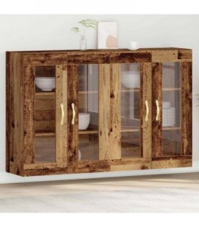vidaXL Wall Cabinets 2 pcs Old Wood 69.5 x 34 x 90 cm Engineered Wood — Model: Leaf gold