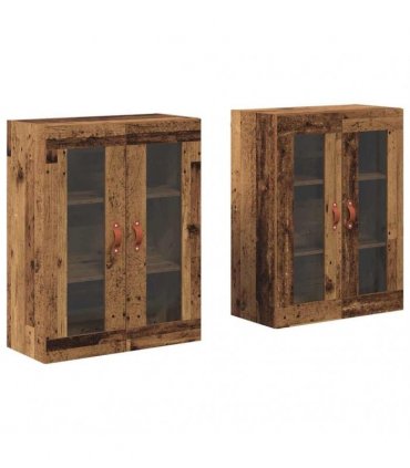 vidaXL Wall Cabinets 2 pcs Old Wood 69.5 x 34 x 90 cm Engineered Wood — Model: Leather
