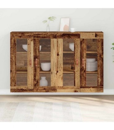 vidaXL Wall Cabinets 2 pcs Old Wood 69.5 x 34 x 90 cm Engineered Wood — Model: Leather