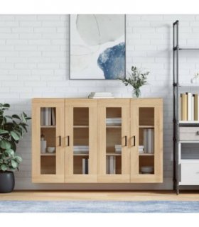 vidaXL Wall Mounted Cabinets 2 pcs Sonoma Oak Engineered Wood — Model: u shape black