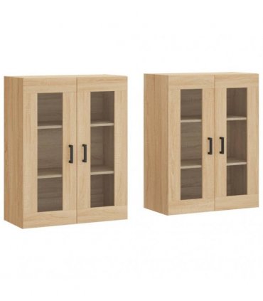 vidaXL Wall Mounted Cabinets 2 pcs Sonoma Oak Engineered Wood — Model: u shape black