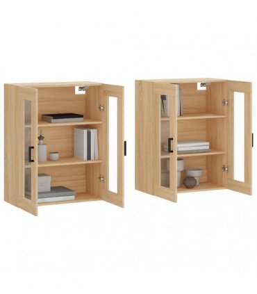 vidaXL Wall Mounted Cabinets 2 pcs Sonoma Oak Engineered Wood — Model: u shape black
