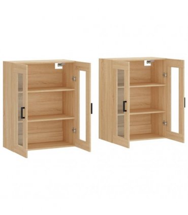 vidaXL Wall Mounted Cabinets 2 pcs Sonoma Oak Engineered Wood — Model: u shape black