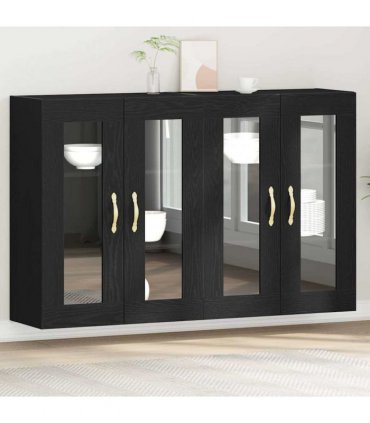 vidaXL Wall Cabinets 2 pcs Black Oak 69.5 x 34 x 90 cm Engineered Wood — Model: Leaf gold