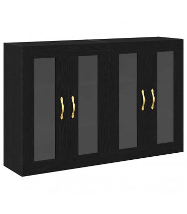 vidaXL Wall Cabinets 2 pcs Black Oak 69.5 x 34 x 90 cm Engineered Wood — Model: Leaf gold