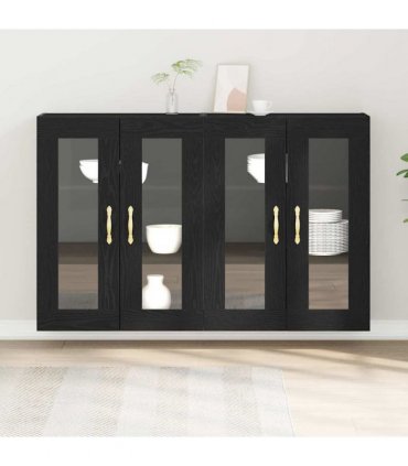 vidaXL Wall Cabinets 2 pcs Black Oak 69.5 x 34 x 90 cm Engineered Wood — Model: Leaf gold