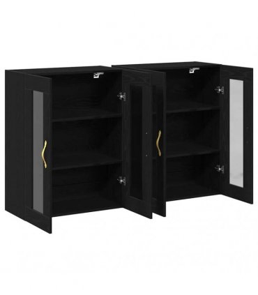 vidaXL Wall Cabinets 2 pcs Black Oak 69.5 x 34 x 90 cm Engineered Wood — Model: Leaf gold