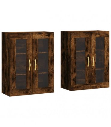 vidaXL Wall Mounted Cabinets 2 pcs Smoked Oak Engineered Wood — Model: leaf gold