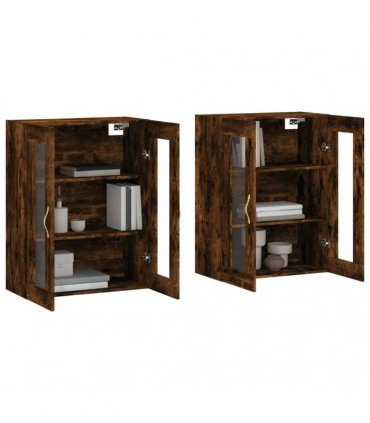 vidaXL Wall Mounted Cabinets 2 pcs Smoked Oak Engineered Wood — Model: leaf gold