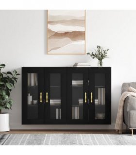 vidaXL Wall Mounted Cabinets 2 pcs Black Engineered Wood — Model: leaf gold
