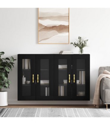 vidaXL Wall Mounted Cabinets 2 pcs Black Engineered Wood — Model: leaf gold