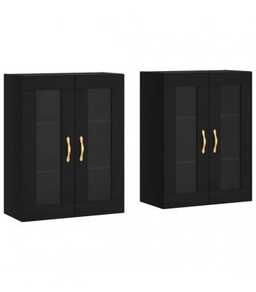 vidaXL Wall Mounted Cabinets 2 pcs Black Engineered Wood — Model: leaf gold